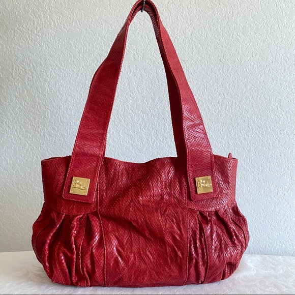 Jenrigo red python snakeskin bag - Picture 1 of 11